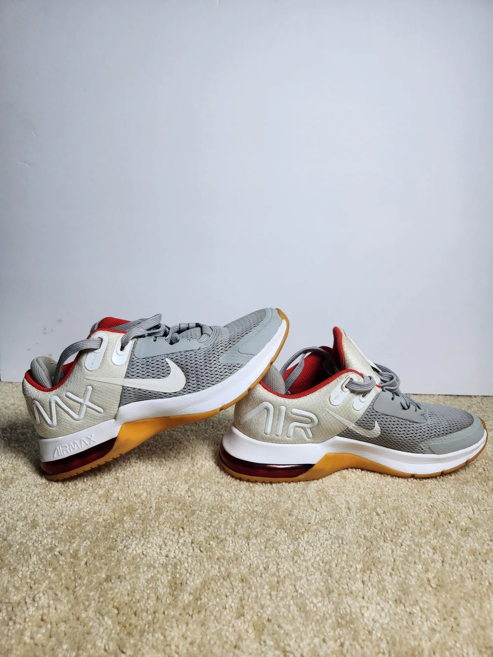 Nike Light Gray Mesh Sneakers with Gum Outsole and Coral Accents
